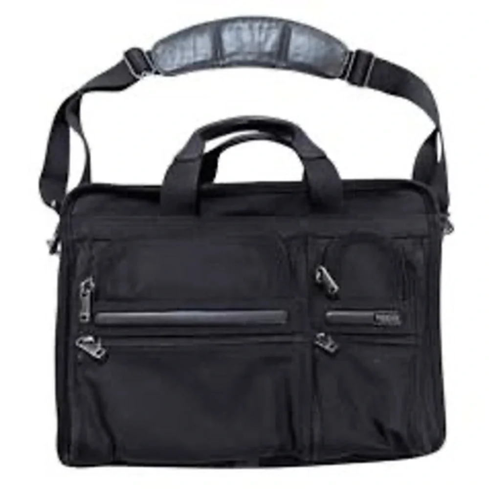 TUMI 26061D4 Alpha Expandable Organizer Laptop Briefcase Black Ballistic Nylon